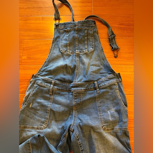 Indigo Blue maternity straight leg denim overalls - Picture 3 of 5